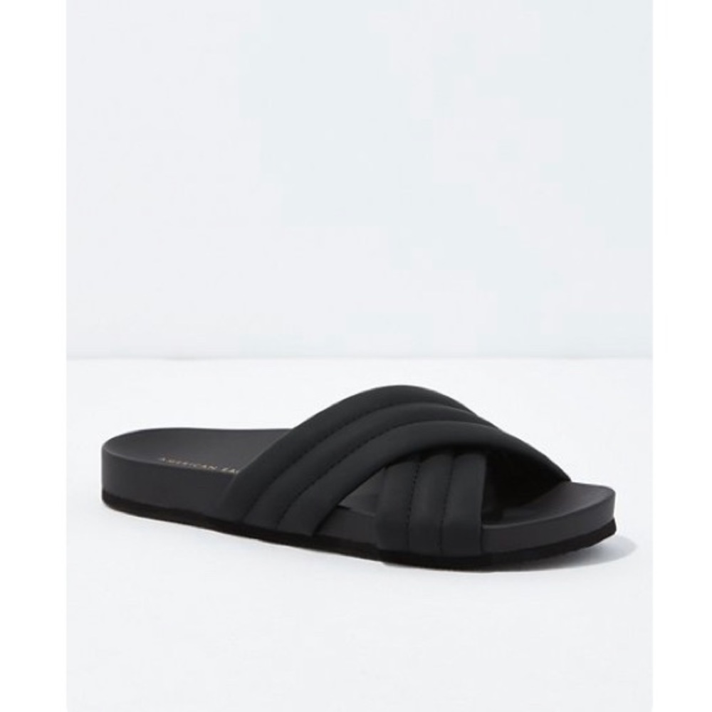 American Eagle Women's Crisscross Faux Leather Slide Sandals sz large